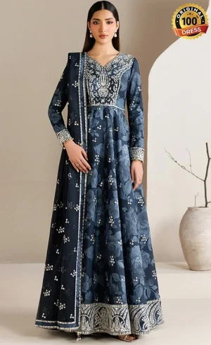 Jazmin Embroidered Raw Silk UR-7086 Dress (2)