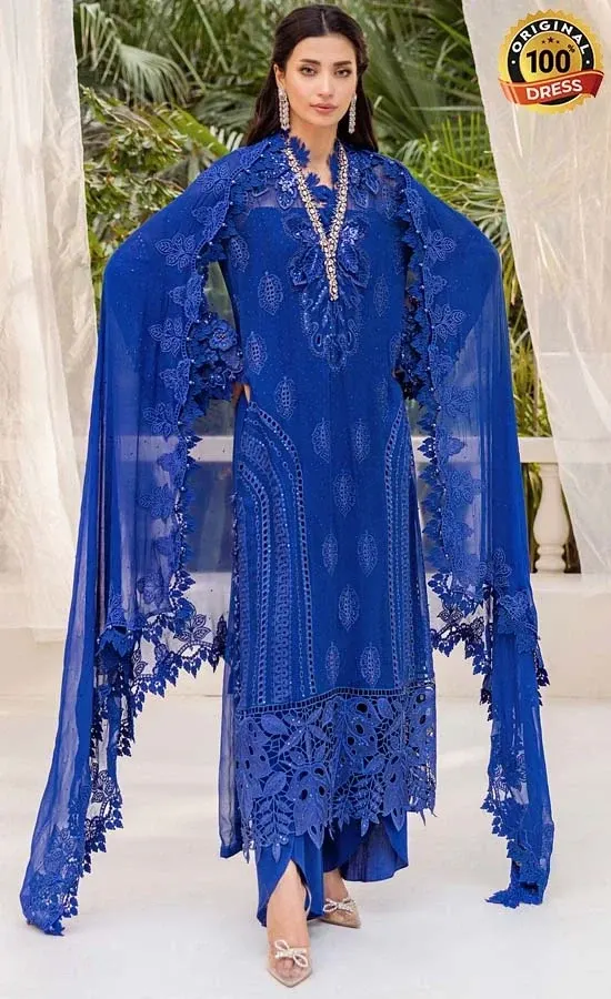 Maria B Embroidered Chiffon MPC-25-103 Dress (1)