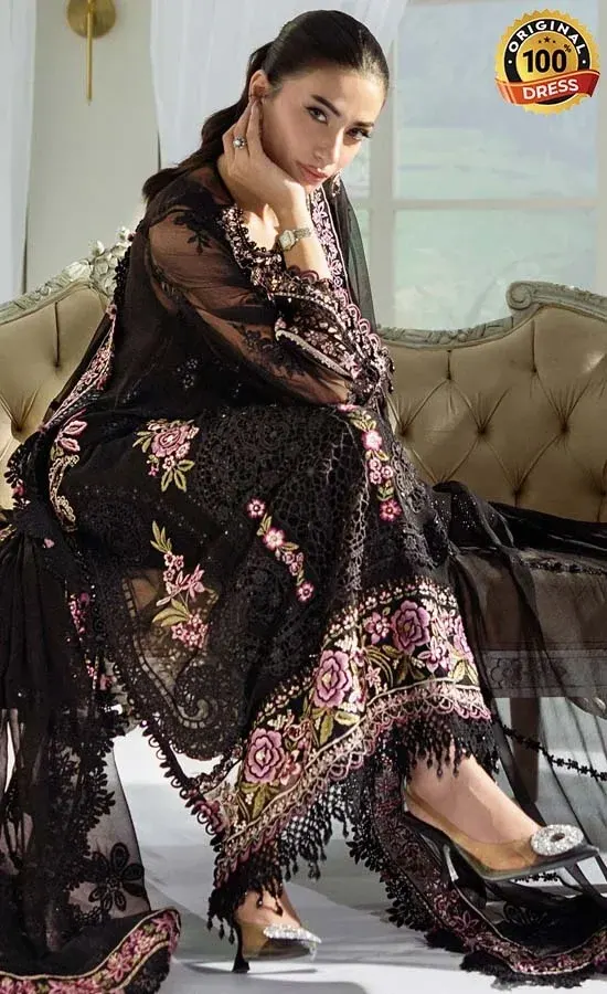 Maria B Embroidered Chiffon MPC-25-104 Dress (3)