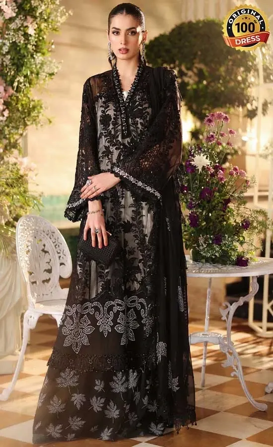 Maria B Embroidered Organza MPC-26-101-Black Dress (2) Maria B Embroidered Organza MPC-26-101-Black Dress (2)