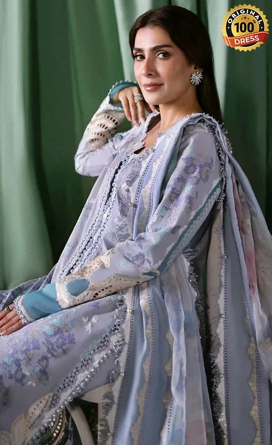 Afrozeh Embroidered Dyed Lawn Chloris Dress (1)