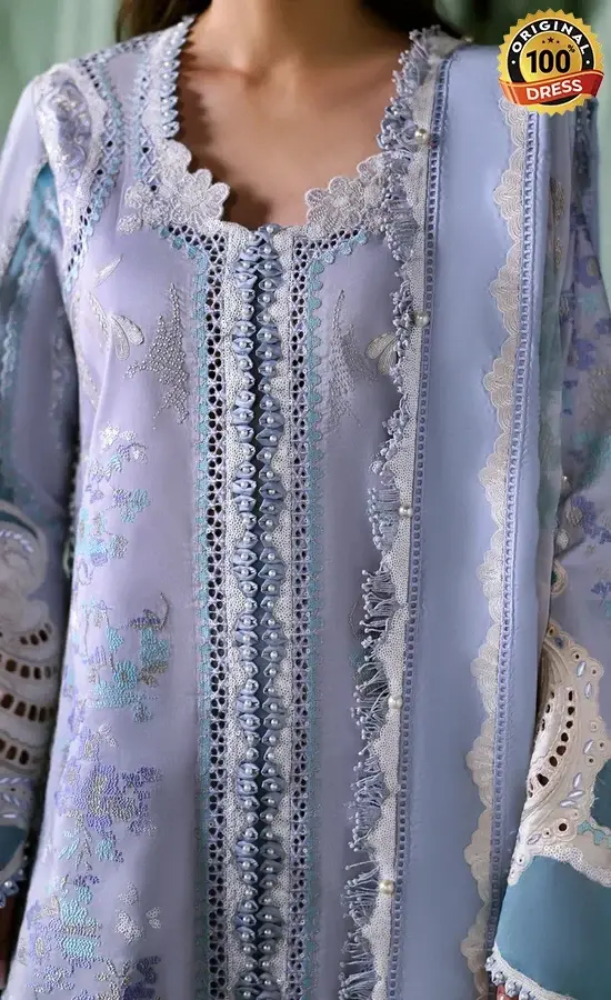 Afrozeh Embroidered Dyed Lawn Chloris Dress (3)
