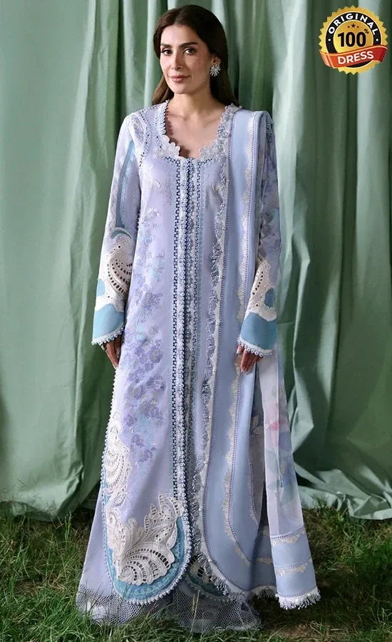 Afrozeh Embroidered Dyed Lawn Chloris Dress (4) Afrozeh Embroidered Dyed Lawn Chloris Dress (4)