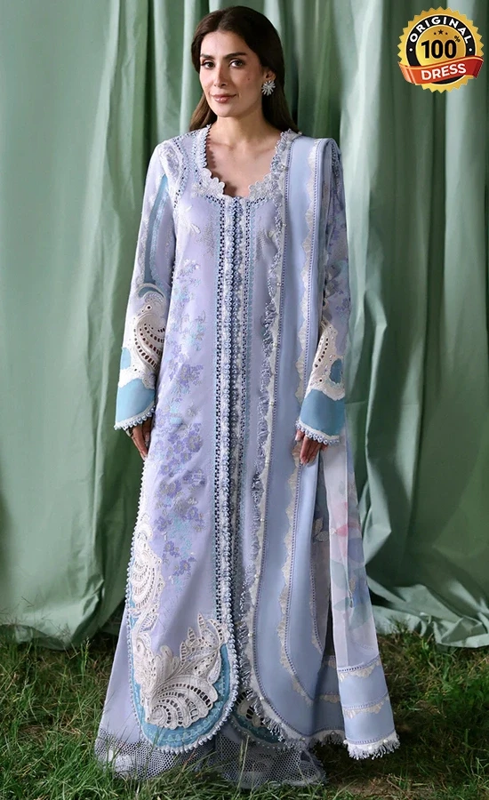 Afrozeh Embroidered Dyed Lawn Chloris Dress (4) Afrozeh Embroidered Dyed Lawn Chloris Dress (4)