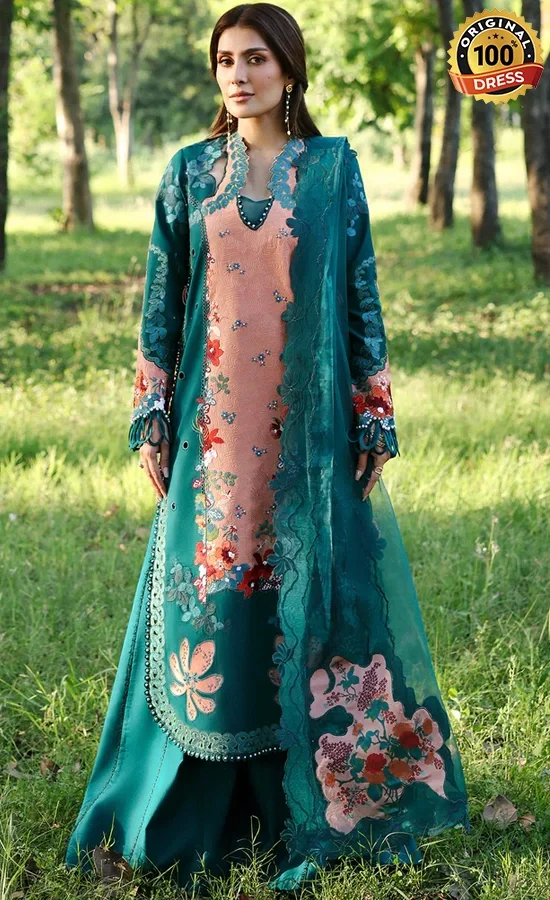 Afrozeh Embroidered Dyed Lawn Daliya Dress (4) Afrozeh Embroidered Dyed Lawn Daliya Dress (4)