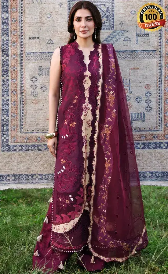 Afrozeh Embroidered Printed Lawn Thalia Dress (4) Afrozeh Embroidered Printed Lawn Thalia Dress (4)