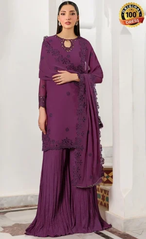 Zarif PK Emberoidered Chiffon Wadhai Dress (1)