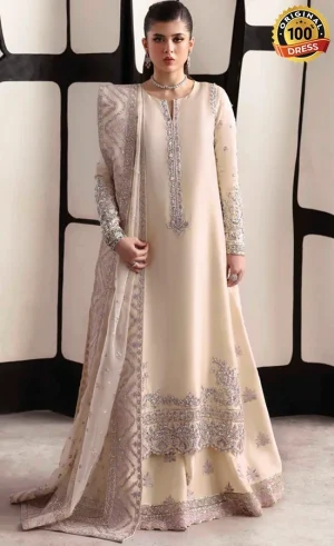 Akbar Aslam Embroidered Silk Raue Dress (3)