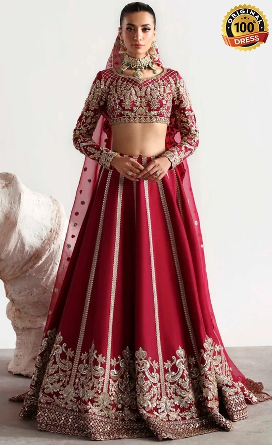 Akbar Aslam Embroidered Silk Rouge Dress (4) Akbar Aslam Embroidered Silk Rouge Dress (4)