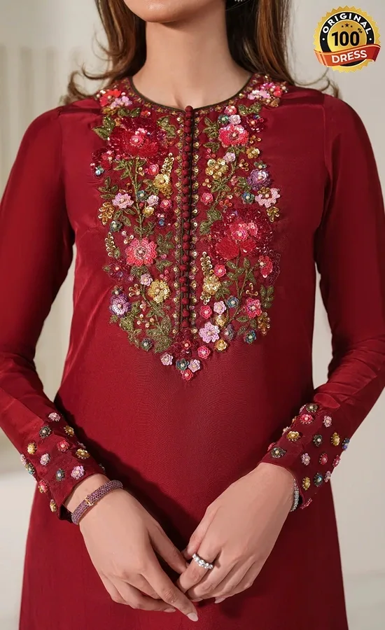 Iznik PK Embroidered Ramen Silk UE-612 Dress (1)
