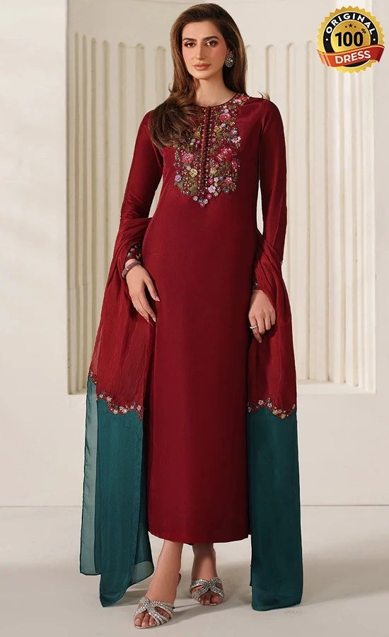Iznik PK Embroidered Ramen Silk UE-612 Dress (4) Iznik PK Embroidered Ramen Silk UE-612 Dress (4)