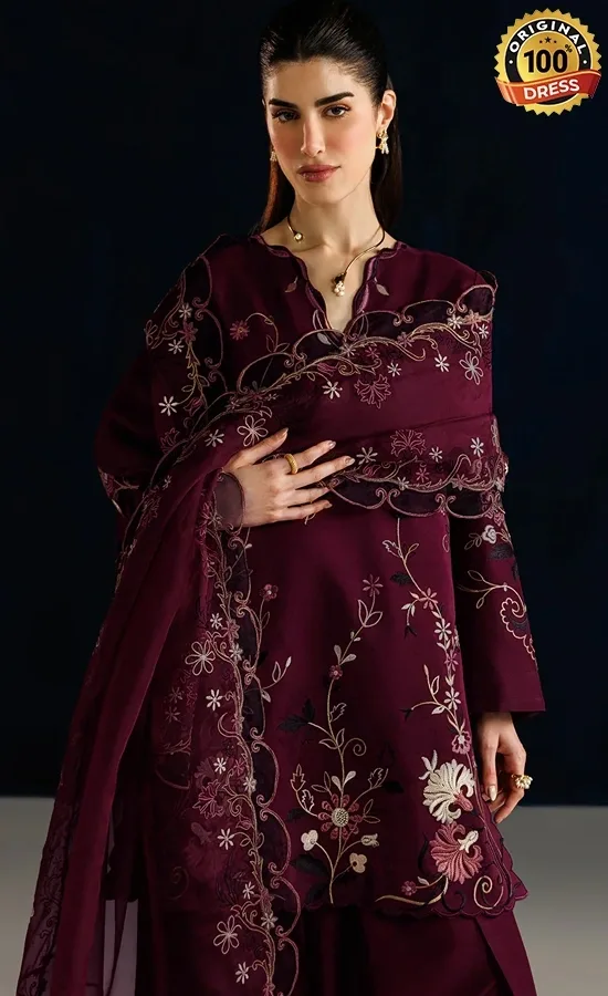 Iznik PK Embroidered Ramen Silk UE-655 Dress (3)