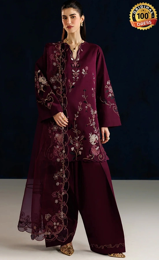 Iznik PK Embroidered Ramen Silk UE-655 Dress (4) Iznik PK Embroidered Ramen Silk UE-655 Dress (4)