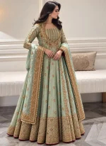 Sage Green Pakistani Formal Angrakha Dress Sage Green Formal Angrakha Dress Video