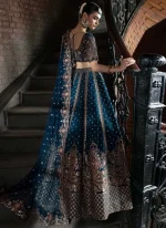 zinc blue walima lehenga choli with paisley lattice hem 01 Zinc Blue Walima Lehenga Choli with Paisley Lattice Hem Video